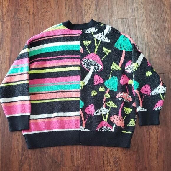 Farm Rio Colorful Mushroom Wool Sweater Cardigan Size M Psychedelic Whimsigoth - Picture 7 of 7